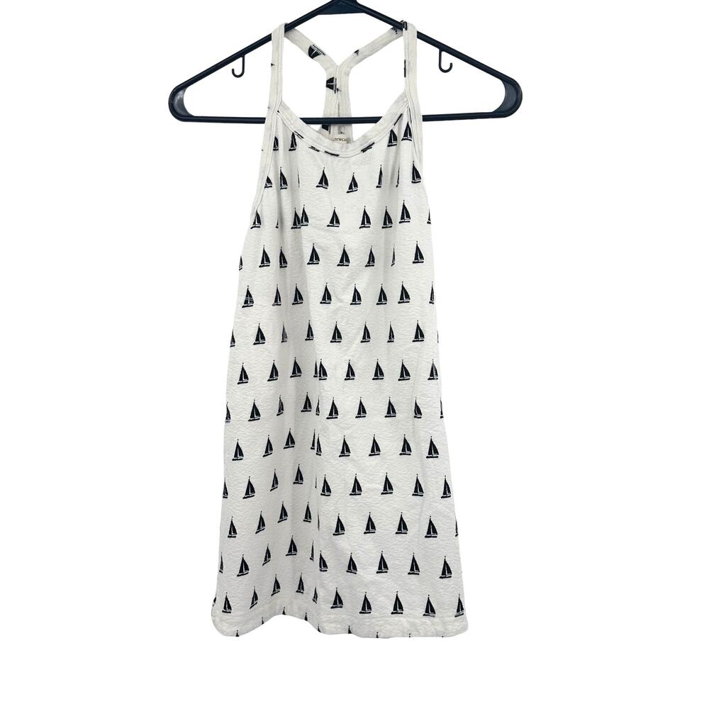 Crewcuts size 14 white blue sleeveless dress with pockets sailboat pattern‎